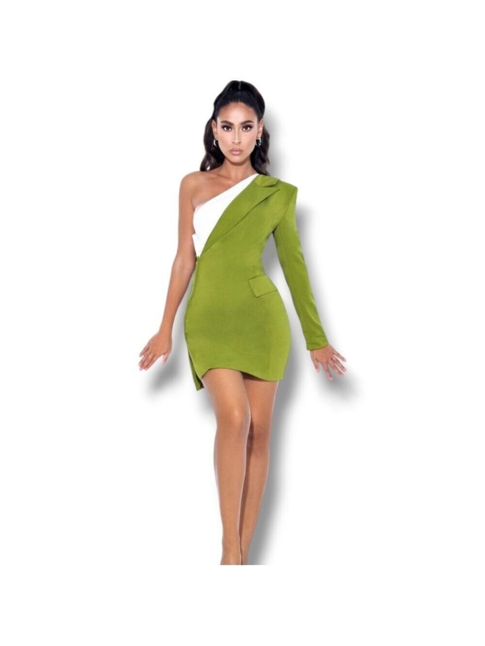 Miss Circle Zola Olive One Sleeve Blazer Dress